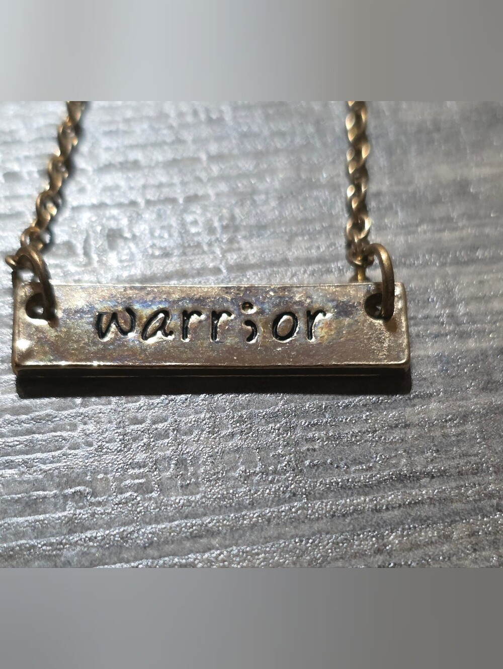 Warrior And Inspire Bar Pendant Necklace - Gold Tone